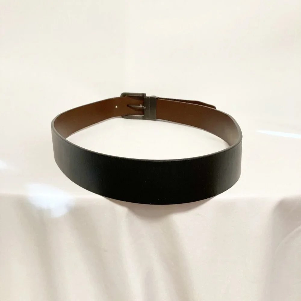 Timberland Reversible Leather Belt Black Brown Pewter Buckle 43